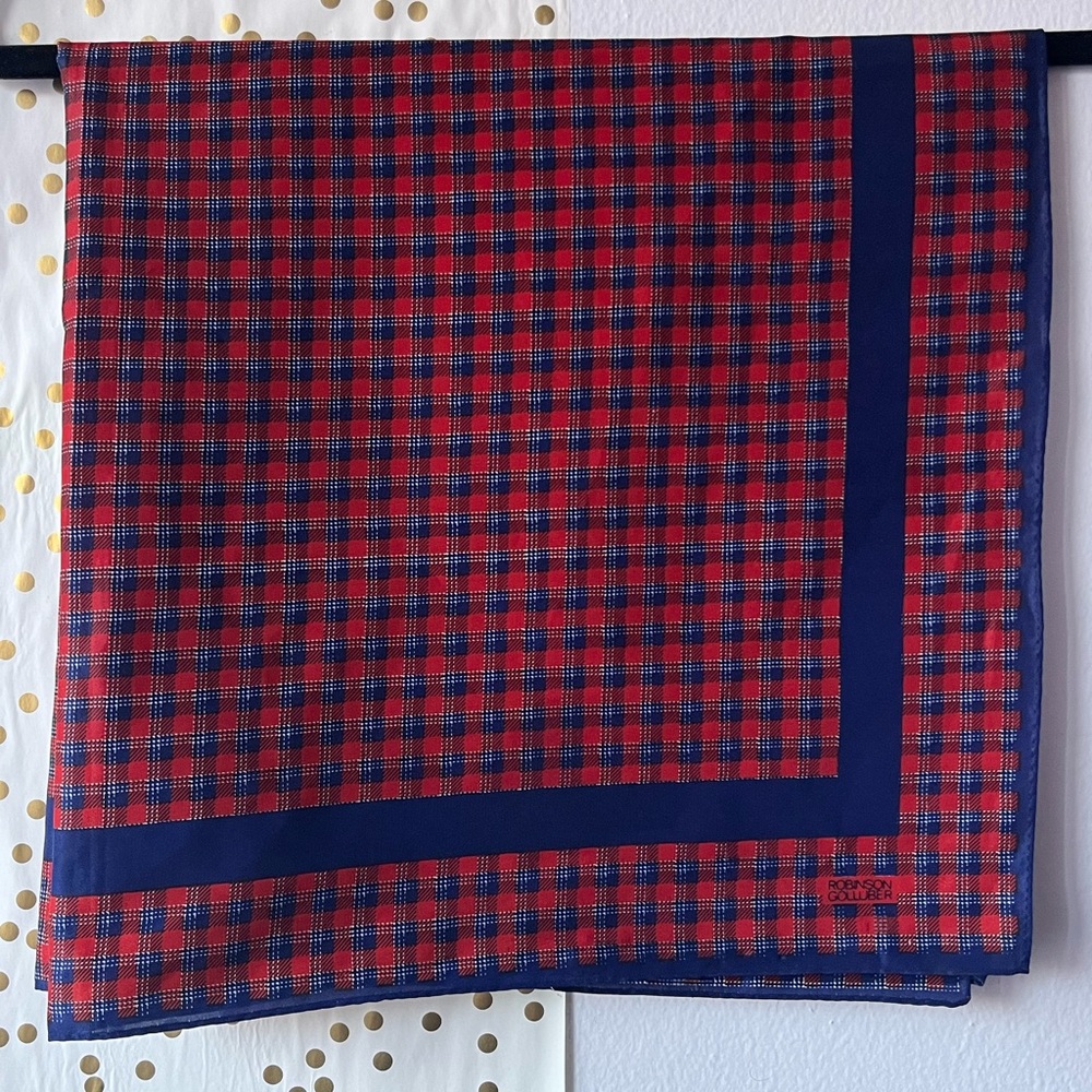 Robinson Golluber Large Red and Blue Plaid Scarf